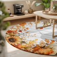 thumbnail image 3 of Round Rugs 4Ft, Fall Thanksgiving Round Area Rug Washable Indoor Throw Carpet, Farmhouse Pumpkin Maple Leaf Flower Wood Soft Non Slip Circle Rug for Kitchen Nursery Room Home Decor Aesthetic, 3 of 8