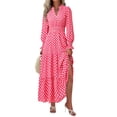 thumbnail image 1 of Vestido PRETTYGARDEN 2025 Maxi Floral de Manga Larga Rosa M, 1 of 8