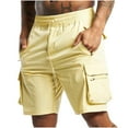 thumbnail image 2 of BXINGOHAI Men's Hiking Cargo Shorts Drawstring Stretch Lightweight Shorts with Zipper Pockets Today Sales Yellow,L, 2 of 5