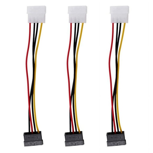 3X SATA Power Female to Molex Male Adapter Converter Cable, 6-Inch