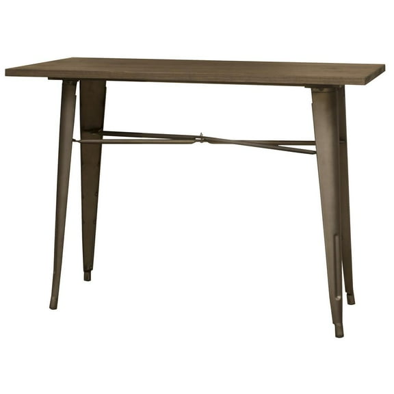 AmeriHome Rectangle Wood Top Bar Table with Rustic Gunmetal Finish Legs, Seating Capacity 4