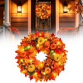 thumbnail image 2 of Fall Wreath with Welcome Sign, Plastic Fall Wreath with Welcome Sign, Orange Fall Decor Wreath for Front Door, 20 Inch Autumn Design with Welcome Sign, Realistic Textures & Rich Hues, 2 of 9
