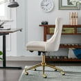 thumbnail image 4 of Modern Accent Chair, SYNGAR Velvet Velvet Vanity Chair, Swivel Office Chair with Height Adjustable, Button-tufted Upholstered Task Chair with Ergonomic Backrest, for Home, Office, Study, Beige, D5790, 4 of 10