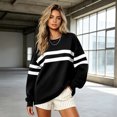 thumbnail image 2 of Womens Striped Oversized Sweatshirt Fall Pullover Crewneck Color Block Sweatshirts Loose Long Sleeve Tunic Casual Trendy Fall Outfits XL, 2 of 6