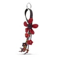 thumbnail image 2 of Hanging Red Bouquet of Leather Flowers & Wood Accented Keychain, 2 of 5