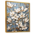 thumbnail image 2 of Designart "Painted Blue And Gold Magnolias" Magnolias Floater Framed Wall Art Living Room, 2 of 5