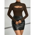 thumbnail image 5 of MOYIKO Mock Turtleneck for Women Long Sleeve Shirts Cutout Front Slim Fitted Tees Tight Tops, 5 of 8