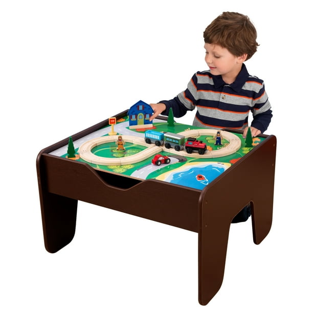 KidKraft Reversible Wooden Activity Table with Board and Train Set