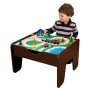 KidKraft Reversible Wooden Activity Table with Board and Train Set, Espresso