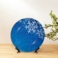 thumbnail image 6 of Honeii Blue Christmas With Snowflakes Print Elegant Bone China Decorative Plate, Porcelain Plate,Art Crafts,Ceramic Ornaments for Home Office Wall Decor-6in, 6 of 6