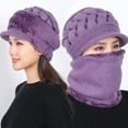 thumbnail image 6 of Viworld Women Winter Knitted Windproof Warm Beanie Cap Neck Gaiter Hat Scarf Gift Set-Light Purple, 6 of 8