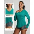 thumbnail image 5 of baleaf Women's Long Sleeve Sun Shirts UPF50+ UV Protection Rash Guard Lightweight Quick Dry V Neck Workout Hiking Tops Green XS, 5 of 7