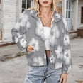 thumbnail image 3 of Jackets for Women Winter Coat Jackets Flannel Stand Collar Jacket(Gray Floral Pattern Print,Size:S-4XL), 3 of 7