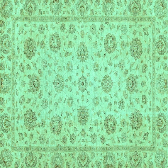 Ahgly Company Indoor Square Oriental Turquoise Blue Traditional Area Rugs, 7' Square
