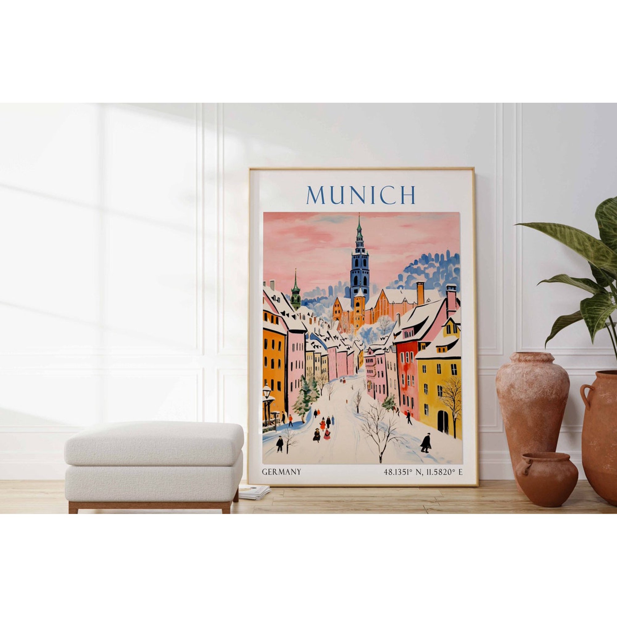 Munich Germany Travel Poster For Historic European City Home Decor