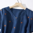 thumbnail image 4 of QUNYINEY Polka Dot Dresses for Women A Line Linen Short Sleeve Long Dresses Summer Loose Fit Collared Vacation Dresses, 4 of 9