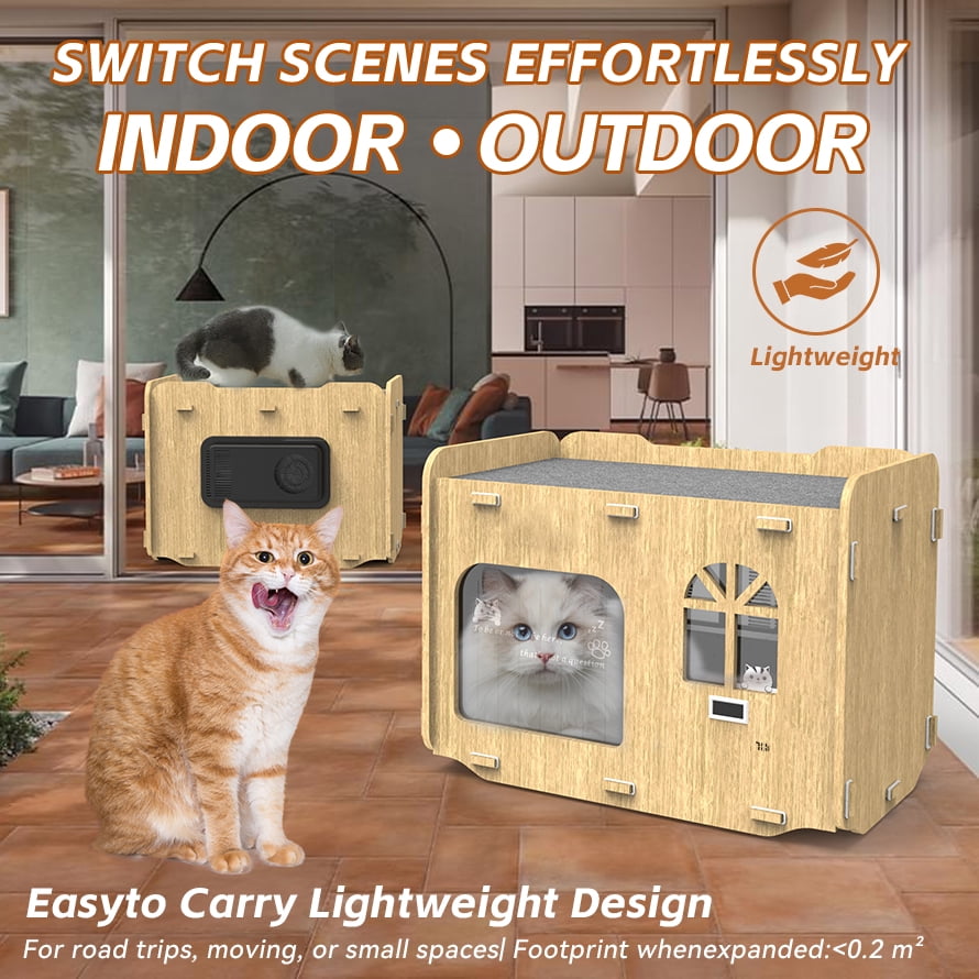 Air Conditioned Cat House for Outdoors – Self-Regulating Cooling & Heating Pet Bed with Turbo/Silent Modes, Bite-Proof