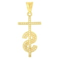 thumbnail image 2 of 10kt Yellow Gold Mens Cubic-Zirconia Dollar Sign Cross Religious Charm Pendant, 2 of 5