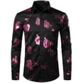 thumbnail image 1 of Camisa de moda para hombre con estampado 3D de flores, solapa con botones, camisa de manga larga, ropa de fiesta, diseño de camisas cómodas, 1 of 6