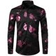 thumbnail image 3 of Camisa de moda 2024 para hombre con estampado 3D de flores, solapa con botones, camisa de manga larga, ropa de fiesta, diseño de camisas cómodas, 3 of 5