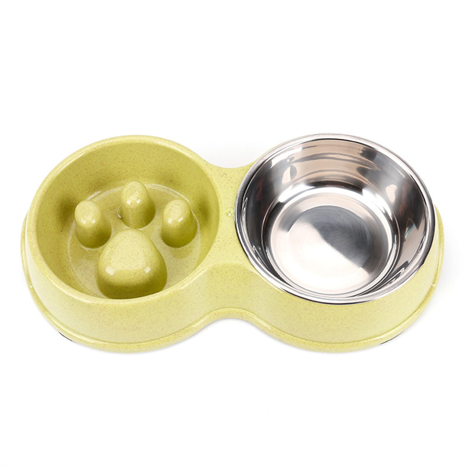Opwekking innovatie kraam Straw Slow Food Anti-Choking Stainless Steel Double Bowl Pet Food Utensils  Pet Cat Food Bowl - Walmart.com