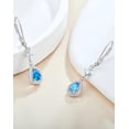 thumbnail image 5 of Silver Dangly Earrings for Women - Guesma 6x4mm Leverback Earrings Aquamarine Teardrop Created Birthstone - Wedding Earrings Jewelry Gifts, 5 of 6