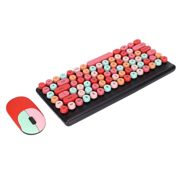 Combo De Teclado Y Mouse Inalámbricos, 86 Teclado Lindo Colorido Con Botones Multimedia, 2.4g USB Para PC, Computadora Portátil