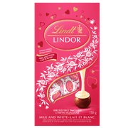 Truffes LINDOR de la Saint-Valentin au chocolat blanc et au lait de Lindt – Sachet (150 g)