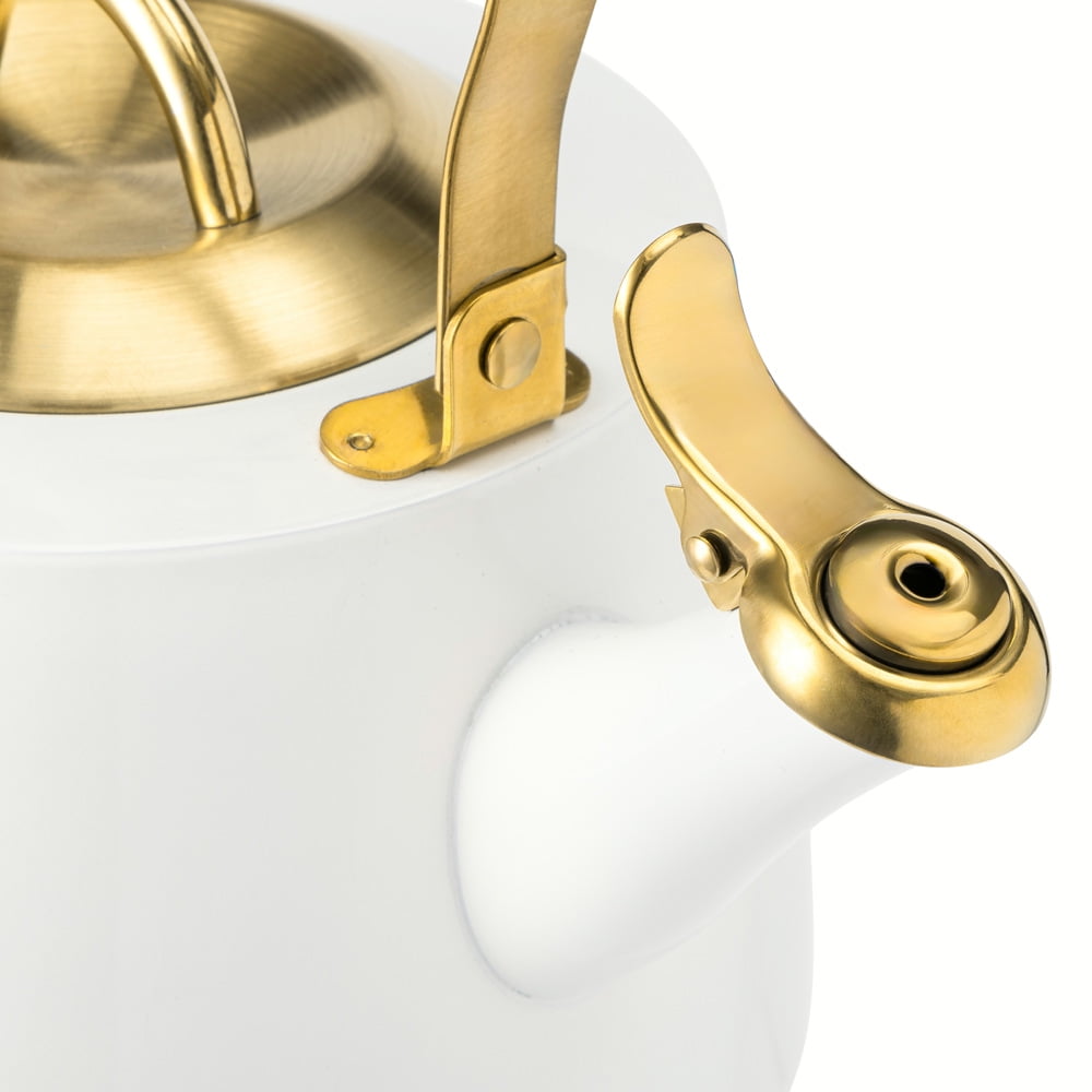 Thyme & Table 1.8L Stainless Steel Stovetop Tea Kettle - White & Gold