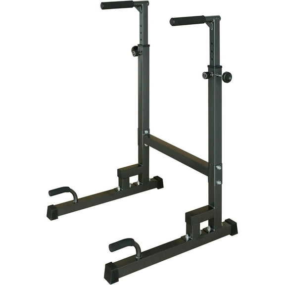 Adjustable Dip Bars for Home, Pull Up Bar Dip Station, Strength Training Dip Stands with Bench