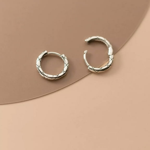 K-KED 925 Sterling Silver Small 14mm Hoop Sleeper Earrings (Pair)