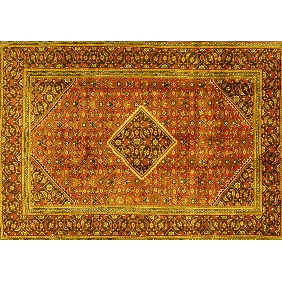 Ahgly Company Indoor Rectangle Medallion Yellow Traditional Area Rugs, 2' x 4'