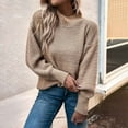 thumbnail image 3 of IROINNID Pullover Sweater for Women Knitted Turtleneck Solid Pullover Long Sleeve Winter Warm Versatile Basic Sweater,Khaki, 3 of 7