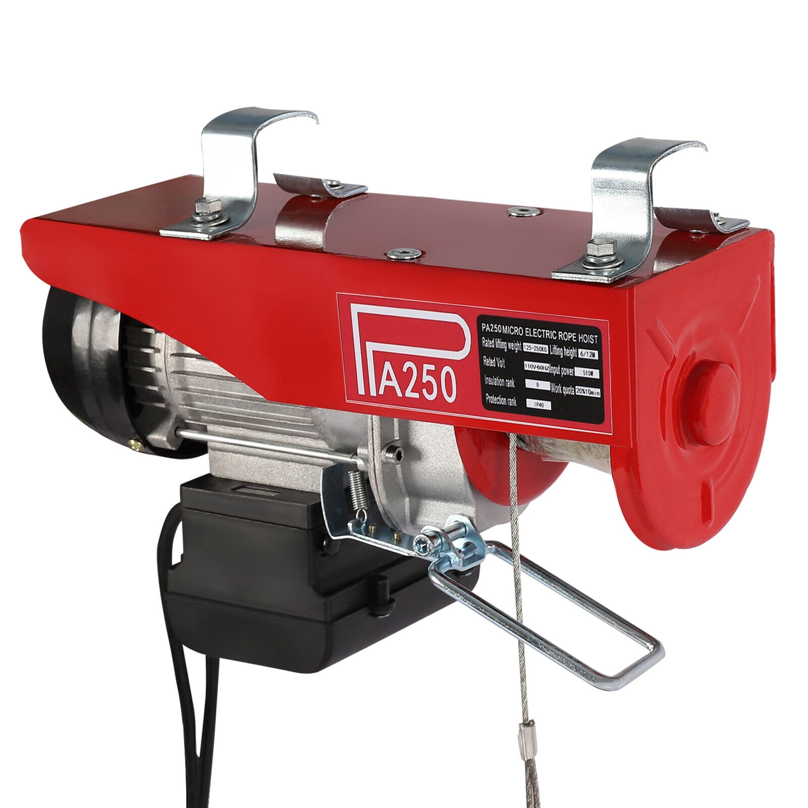 Electric Hoist Winch Hoist Crane Lift W/ Wired Remote Control 550lbs 250KG Red