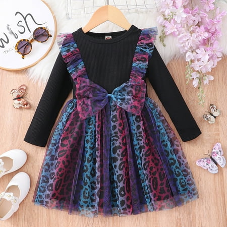 

Christmas Dresses For Girls Clothing Spring Autumn Floral Printed Long Sleeve Ruffled Lace Princess