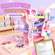 Kids Wooden Track Car Ramp Toys,Girls Unicorn Toy Montessori Toys for 1 2 3 Year Old Toddlers, Race Car Slide Toys,Unicorn Gift for 1-3 Years Old Girls Boy Birthday