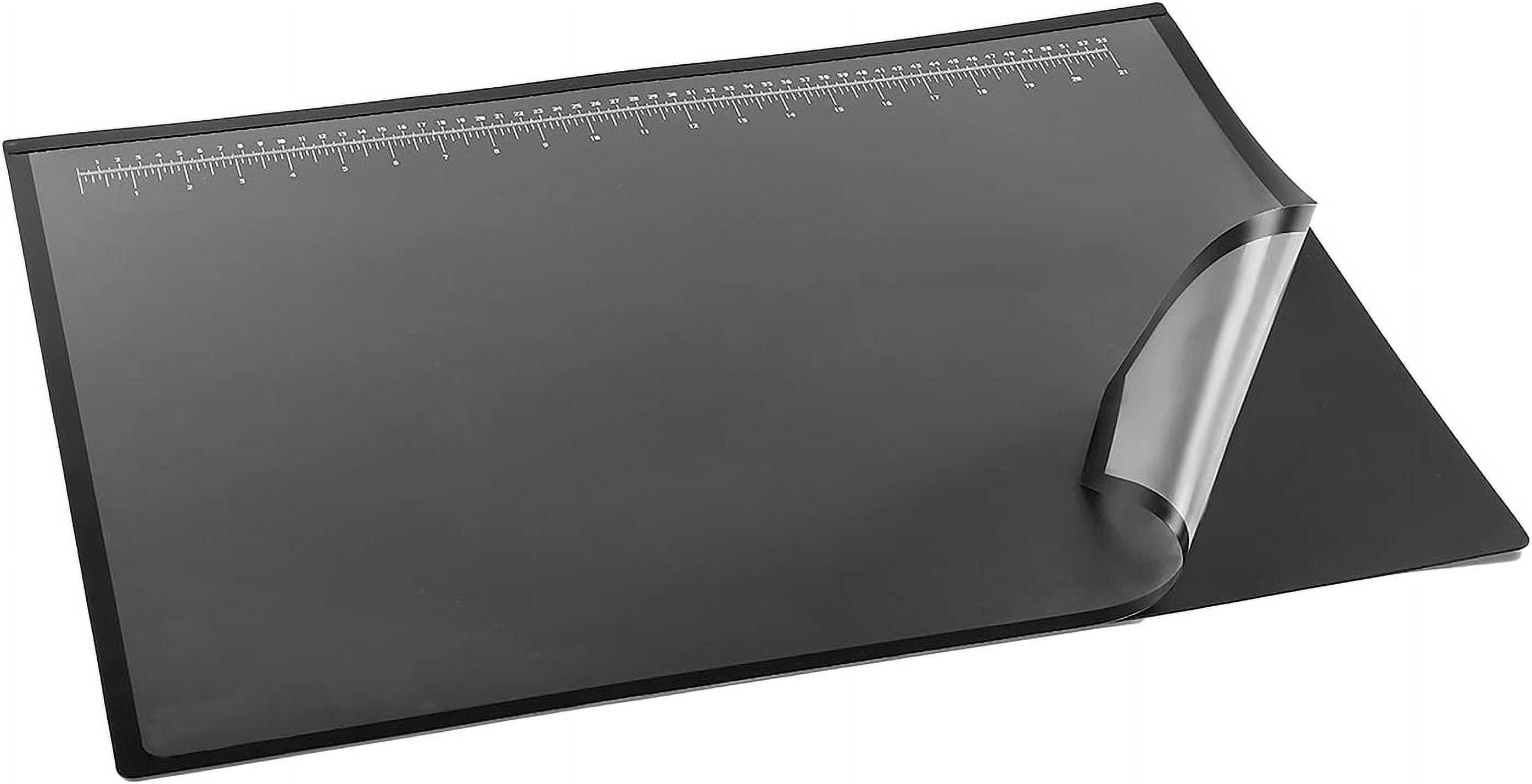 Pad Engineering Desk Mat Pad for Desktop Organization & Document Protection, Printed Ruler Measurements, Black/Clear, 19" x 24"