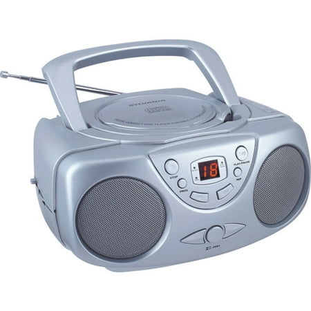 Sylvania SRCD243M Portable CD Boom Box with AM/FM Radio, Silver