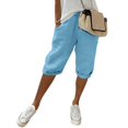 thumbnail image 2 of Pants for Women Trendy Casual Fashion Solid Large Pocket Elastic Pocket Capris Trousers, 2 of 4