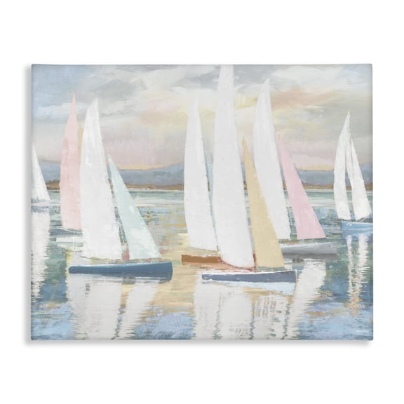 Stupell Industries Pastel Voyage Boats Canvas Wall Art design by Amber Sterling, 16 x 20