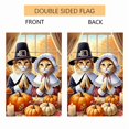 thumbnail image 6 of 1 piece, double-sided autumn Thanksgiving Garden Flag - 2D flat with two cat prayers and pumpkin candle pattern design, courtyard sign, perfect for courtyard, lawn and outdoor decoration, garden deco, 6 of 8