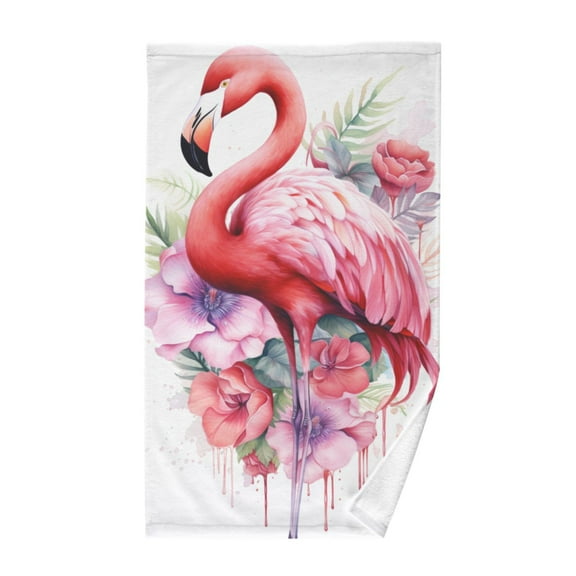 Flamingo in Flowers Cotton Face Towels Soft Hand Towel Absorbent Bathroom Towel for Kitchen Hotel Decoration