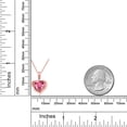 thumbnail image 2 of Gem Stone King 18K Rose Gold Plated Silver Pink Zirconia Heart Shape Pendant Necklace for Women (0.52 Cttw, Heart 8MM, Gemstone Birthstone, with 18 inch Chain), 2 of 3