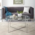 thumbnail image 3 of Manor Park 36" Mid Century Modern Coffee Table with X-Base - Glass/Chrome, 3 of 6