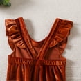 thumbnail image 6 of Huowey Toddler Girls Ruffles Fly Sleeve Solid Romper Bell Bottoms Flare Jumpsuit, 6 of 6