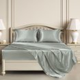 thumbnail image 7 of PiccoCasa Satin Sheet Set 4 Pcs Polyester Silky and Soft Sheets Ash Gray Queen, 7 of 7