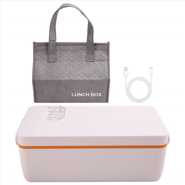 Heated Lunch Box Electric Lunch Box Self Heating Lunch Box Cordless Rechargeable 304 Food-Grade Stainless Steel 1L A,1 * Heated Lunch Box,White