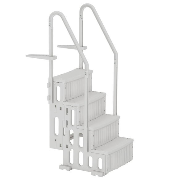 Pool Ladder, 4-Step Pool Stairs with Double Handrails and Non-Slip Steps for 48-54” Above Ground and In-Ground Pools, White