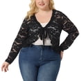 thumbnail image 2 of DARING DIVA Women's Plus Sheer Lace Shrug Bolero Crop Cardigans 2X Black, 2 of 6
