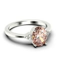 thumbnail image 2 of Dazzling Minimalist 1.50 Carat Oval Cut Morganite And Diamond Moissanite Engagement Ring, Wedding Ring in 925 Sterling Silver With 18k White Gold Plating Gift For Loveria, Promise Ring, 2 of 3
